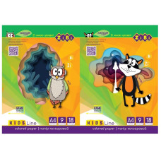 Папір кольоровий 18арк.9кол. Zibi