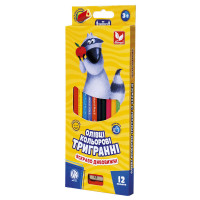 Олівці кольорові тригранні  чинка - 12 кольорів