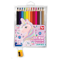 Олівці кольорові круглі Джамбо Unicorn 12 кольорів  чинка