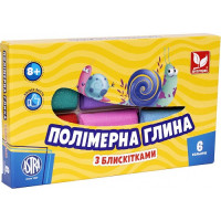 Полімерна глина з блискітками 6 кольорів