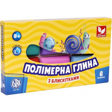 Полімерна глина з блискітками 6 кольорів