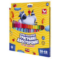 Олівці кольорові тригранн двохстор  чинка - 48 кольорів 24шт