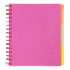 Зошит на пружині NEON, В5 170x205, 120 арк, клітинка, 3 PVC розділюв