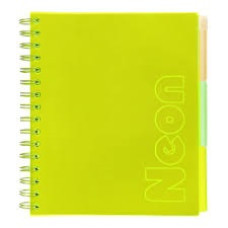 Зошит на пружині NEON, В5 170x205, 120 арк, клітинка, 3 PVC розділюв