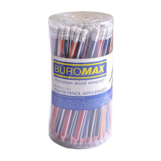 Олівець НВ Buromax трикутний Асорті , з гумкою,туба